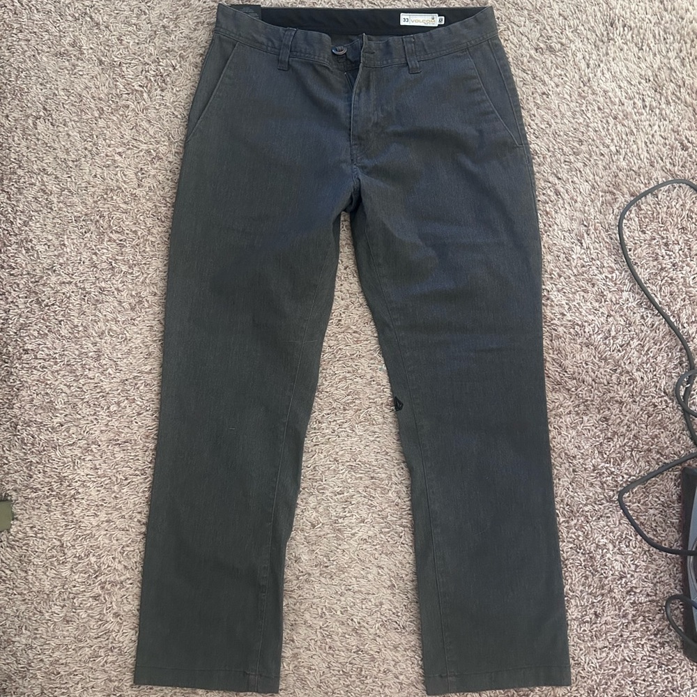 Volcom Men's Charcoal Straight-Leg Chinos
